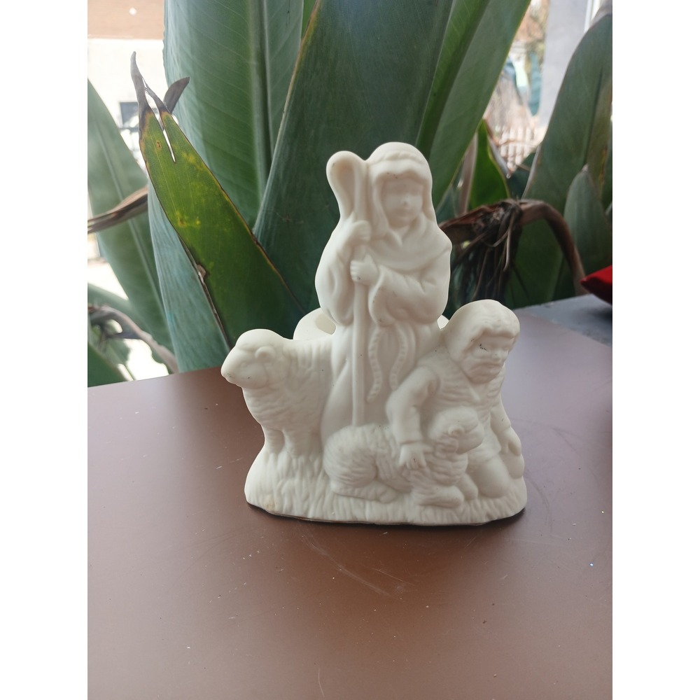 PartyLite Nativity Shepherd Votive Tealight Candle Holder White Bisque Porcelain